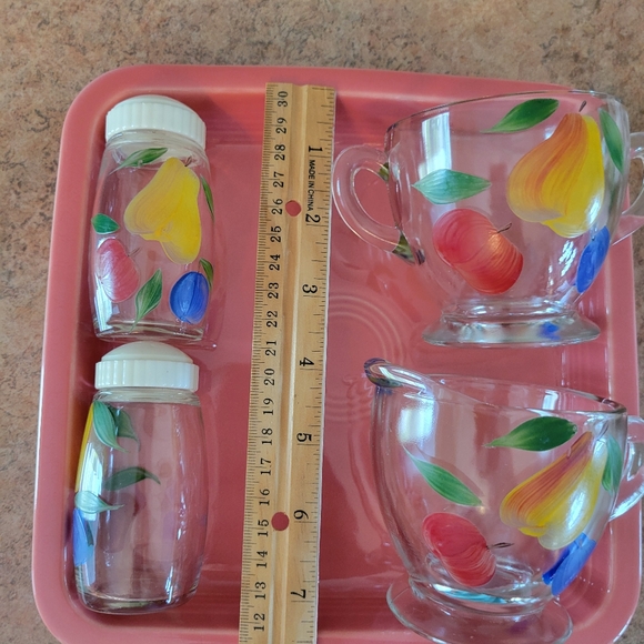 Painted Fruit Cream & Sugar Salt & Pepper ~ 1960s ~ Gay Fad ~ Bartlett Collins ? - Picture 8 of 10